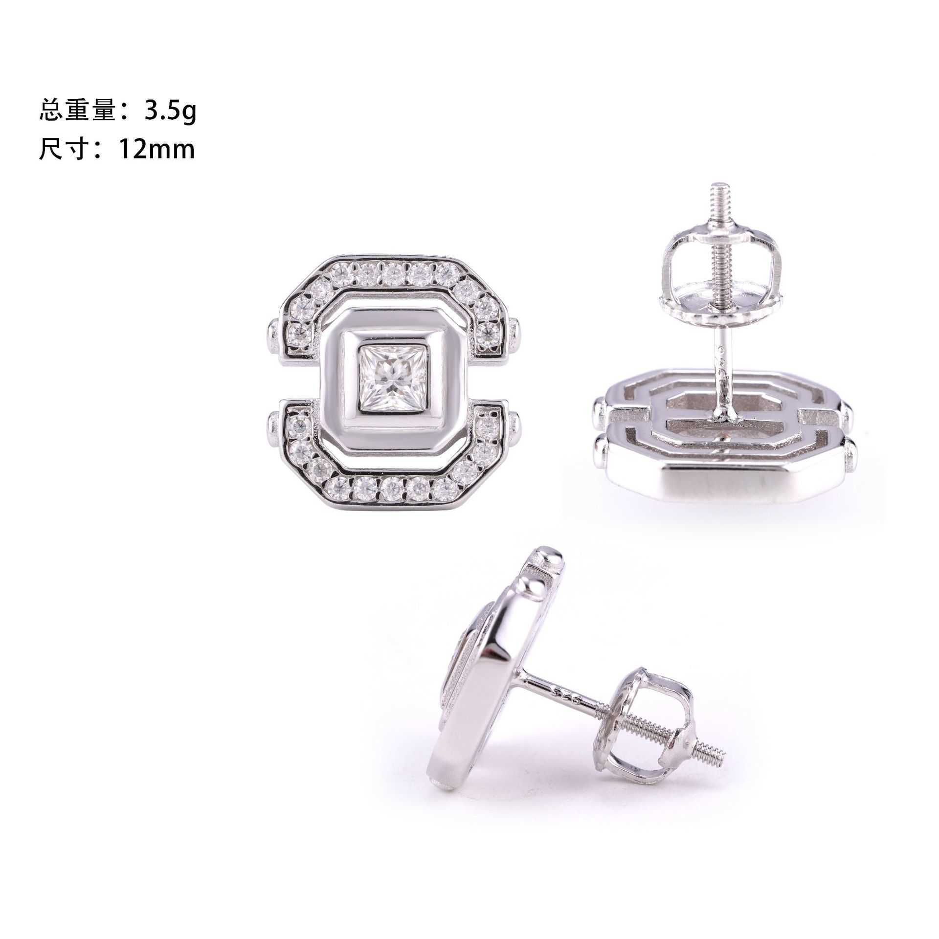 New 925 Silver VVS Mozambique Exquisite Earnail Main Stone 3.0mm Hip hop Earaccessory