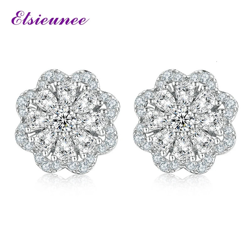 High Quality Shiny High Carbon Diamond 925 Sterling Silver Earrings for Women Elegant Wedding Party Ear Jewelry Wholesale Gift 250214