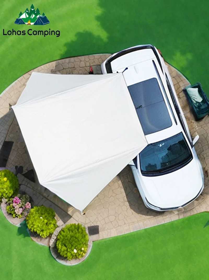 Lohascamping Bat Shape Car side Awning Black Coating Tarp 2x3 Outdoor Waterproof Camping Black Coated Car Rear Shelter Tent X250215