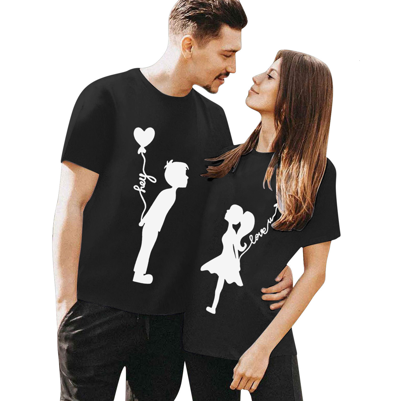 Designer Free Shipping 2025 Valentine Day T-shirt Short Sleeved Multifunctional Couple Round Neck Cute Printed Women Clothing