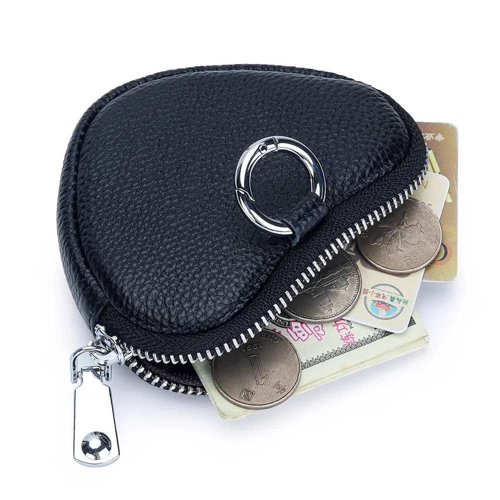Love Coin Purse Heart Wallet Fashion Heart Shape Womens Zipper Small Wallet with Key Ring Genuine Leather Coin Purses for Girls 250207
