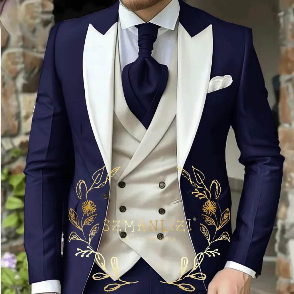 Light Green Classic Men Suit 3 Piece Tuxedo Peaked Lapel Groomsmen Wedding Suits Set Fashion Men Business Blazer Pants Vest 250214