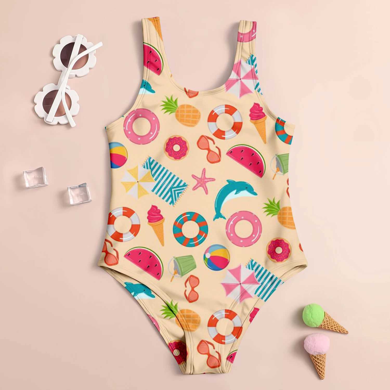 Summer Fashion Childrens Swimsuit Cute 3D Printed Girls Swimsuit Trendy Beach Par Vacation Comfortable Diving SportsXJ250214