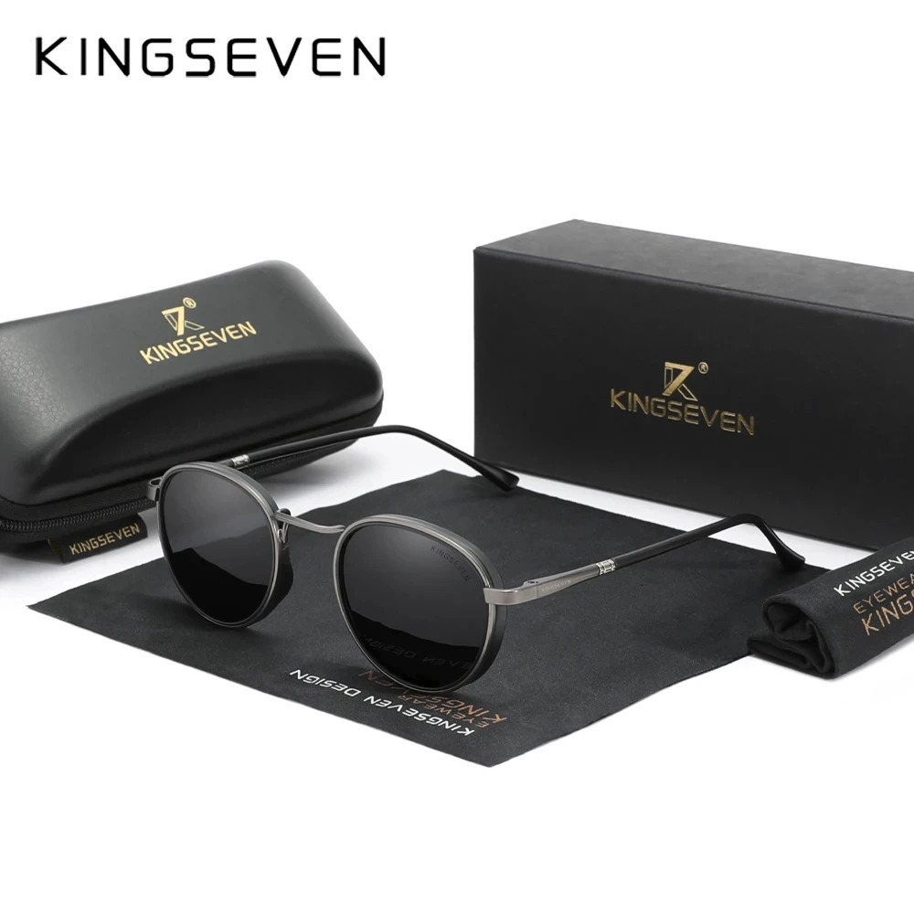 KINGSEVEN Round Frame Sunglasses For Men Polarized UV400 Vintage Women Eyewear Protect High Quality Glasses 250213