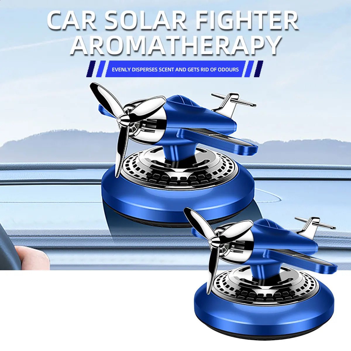 Solar Car Air Freshener Automatic Rotation Aroma Diffuser Propeller Airplane Styling Auto Interior Decoration Perfume 250214