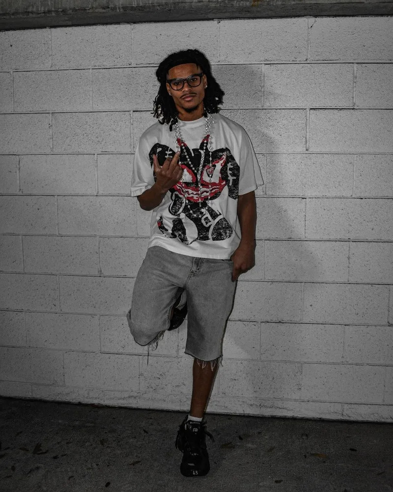 American Trendy Gothic Letter Pattern Printed Oversized T-Shirt Mens Y2K Street Hip-Hop Loose Retro Casual Round Neck Top Women 250210