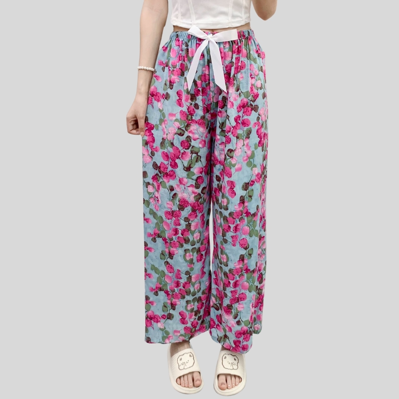 New cotton and silk pajama pants for women's summer new large-size loose trousers, pregnant women can wear human cotton thin trousers