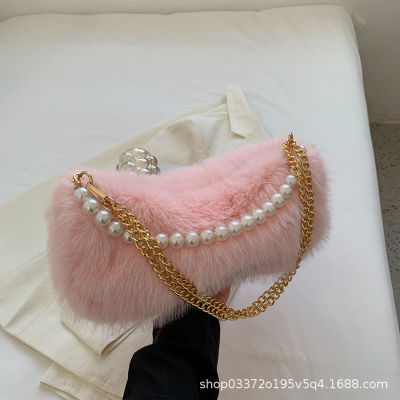 Autumn/Winter Women's Handbag Designer Handbag Warm Plush Shoulder Chain Shopper Wallet 2025 New Women's Handbag