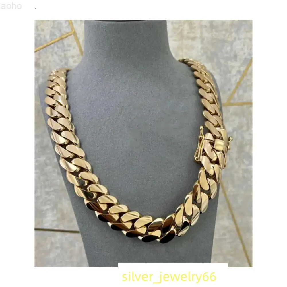 Handmade 22mm 24 Miami Cuban Link Chain 520grams Heavy Solid 925 Sterling Silver 14k Gold Plated Curb Hiphop Chain