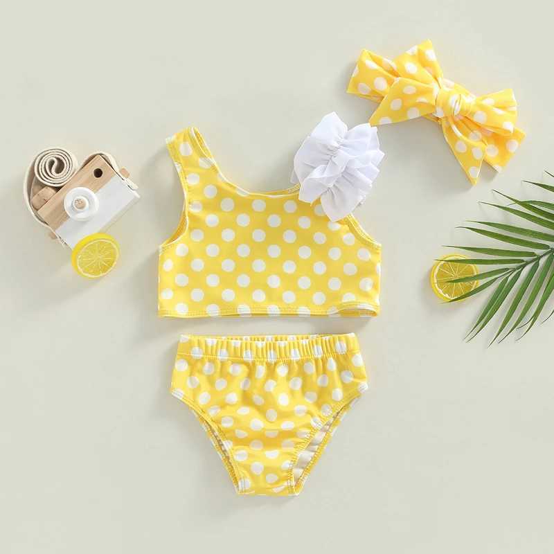 2022-06-11 Lioraitiin 0-3Years Kid Girls 2pcs Swimsuit Sleeveless Dot / Cup Cake Print Tops Summer Beach ShortsXJ250214