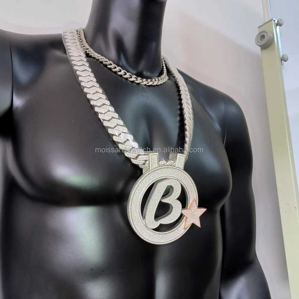 Big chain 4 row 20mm 700 grams vvs diamond miami cuban link chian S925 moissanite baguette hip hop heavy cuban link necklace