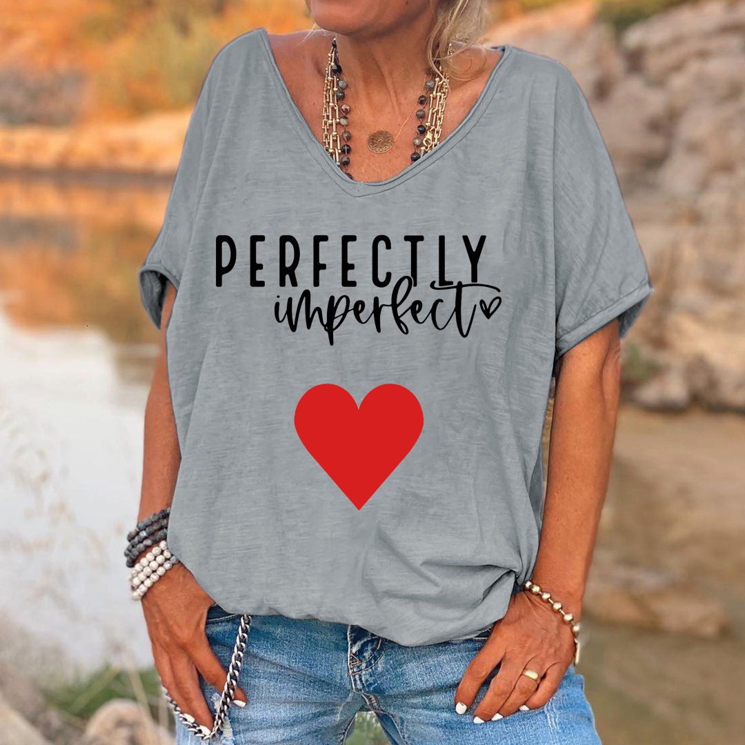 Designer Fashion Trend 2025 Printable T-shirt Summer Style Loose V-neck Pullover Short Sleeved Women Top