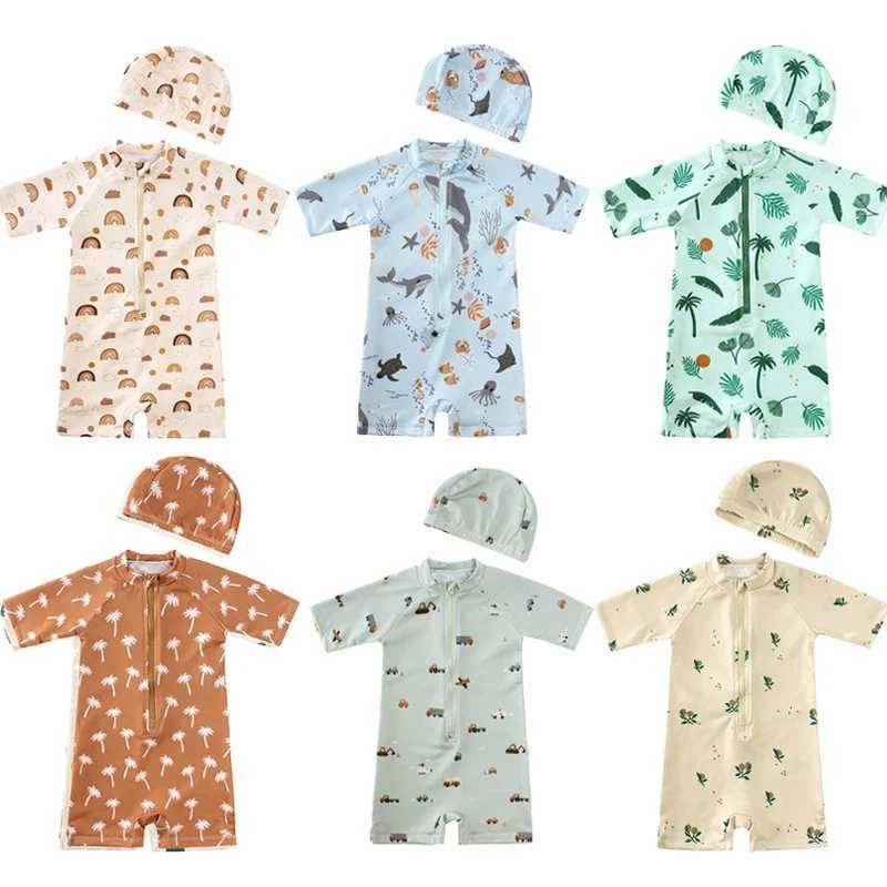 Baby Swimwear Summer Childrens One-piece Swimsuit Sunscreen Quick-drying Bathing Suit for Kids Korean Boys Girls Surf ClothesXJ250214