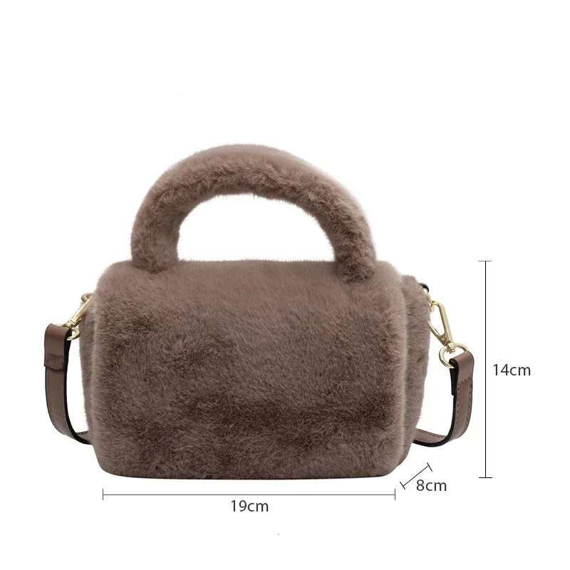 Winter New Women's Plush Bag Trend Designer Small Crossbody Fluffy Tote Bags Clutch Purse Versatile Handbag