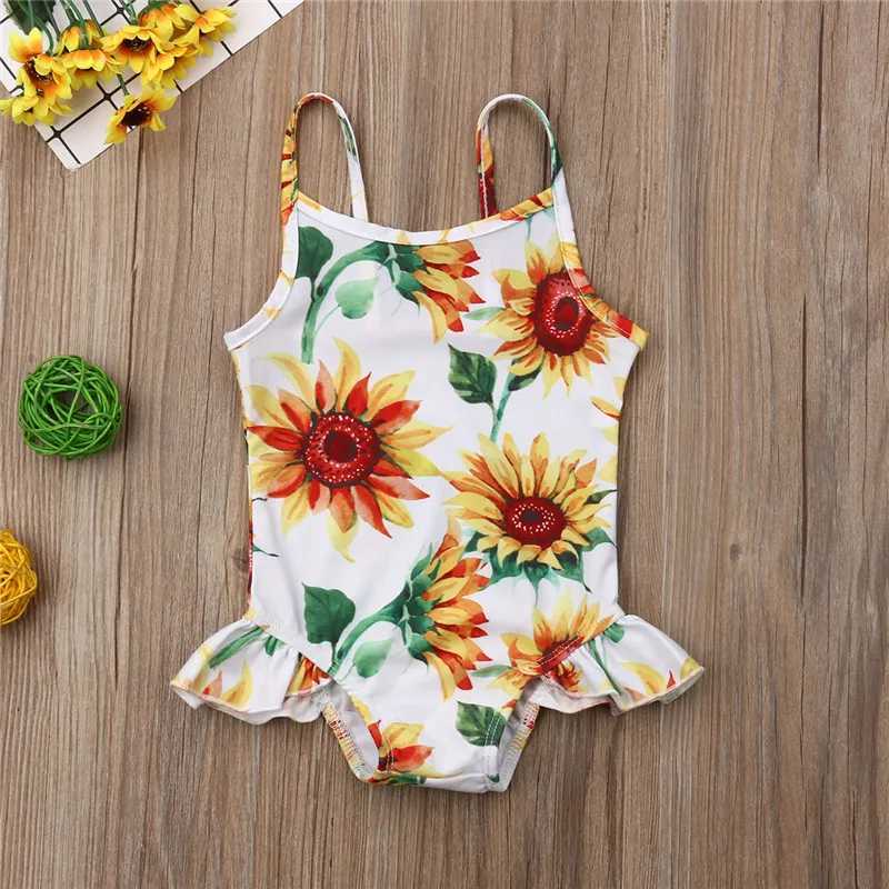 0-24m Baby Girls Bodysuit Swimsuits Sunflower Print One_Piece Swimming Suits For Infant GirlsXJ250214