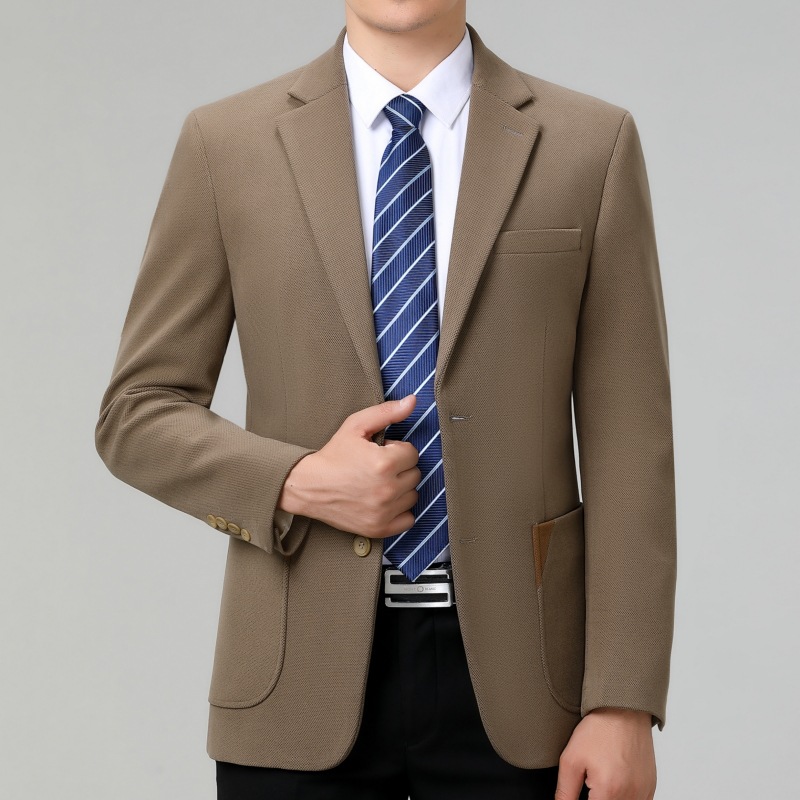 X211Elegant Men's Wool Suit Jacket Perfect for Midlife Casual Style During Fall and Winter
