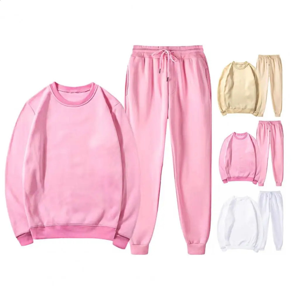 2pcs Women Sport Suit Sweatshirt Winter Loose Round Neck Top Elastic Waist Pant Casual Jogger Outfit Sports Two-piece Set 2025 250210