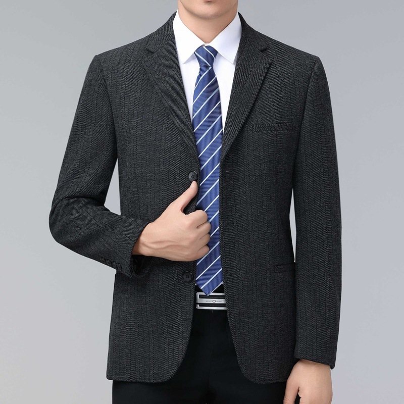 X211Elegant Men's Wool Suit Jacket Perfect for Midlife Casual Style During Fall and Winter