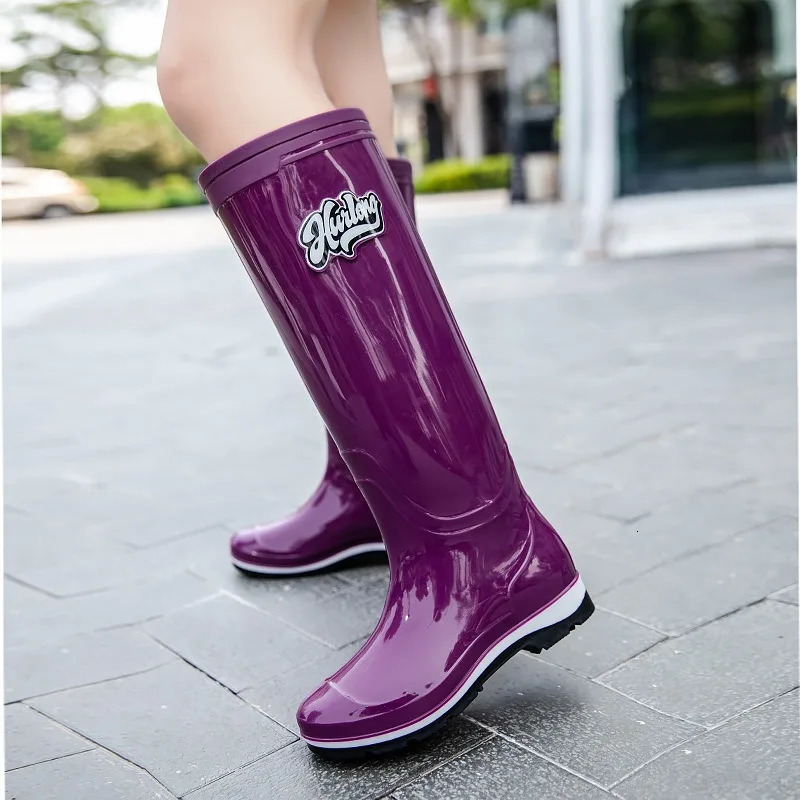 Beautiful Heightened Rain Shoes Womens Adult Tall Soft Non-slip Waterproof Shoes Fashion Simple Lengthened Tube Rain Boots 250213