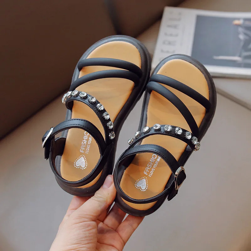 Child Sandals for Girls Kids Shoes Princess Summer Girls Sandals Gladiator Rhinestone Childrens Shoe Size 7 9 2 10 Year 250214