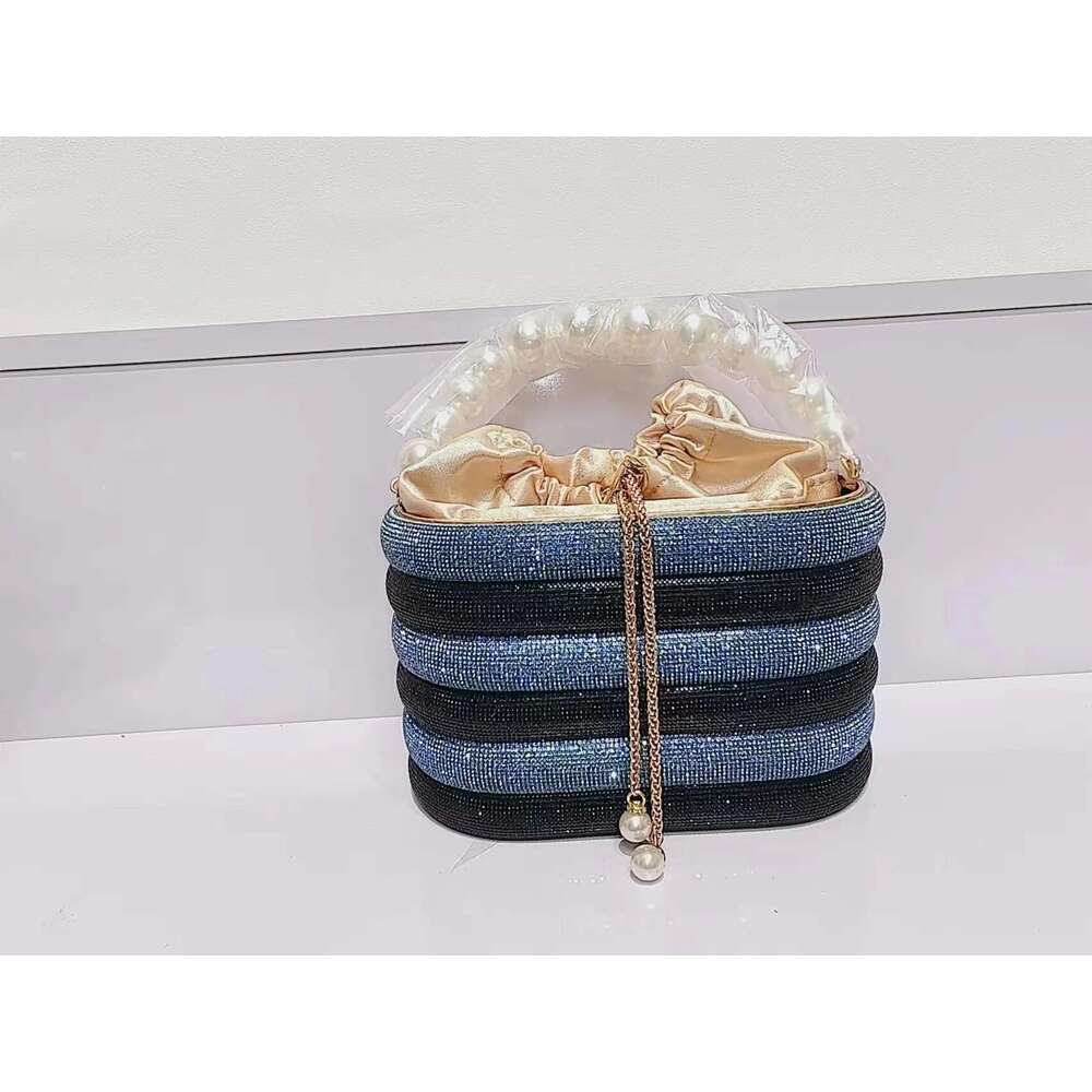 Designer Glitter Shiny Dias Evening Pearl Handle Women Handbag Wedding Party Clutch Purse Shoulder Crossbody Bag
