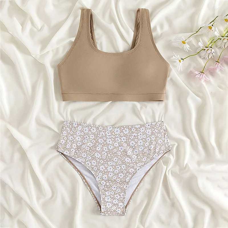 Girls Swimsuit Two Piece Childrens Swimwear Summer 8~14Year Teenager Girls Beachwear Kids Bikini SetsXJ250214