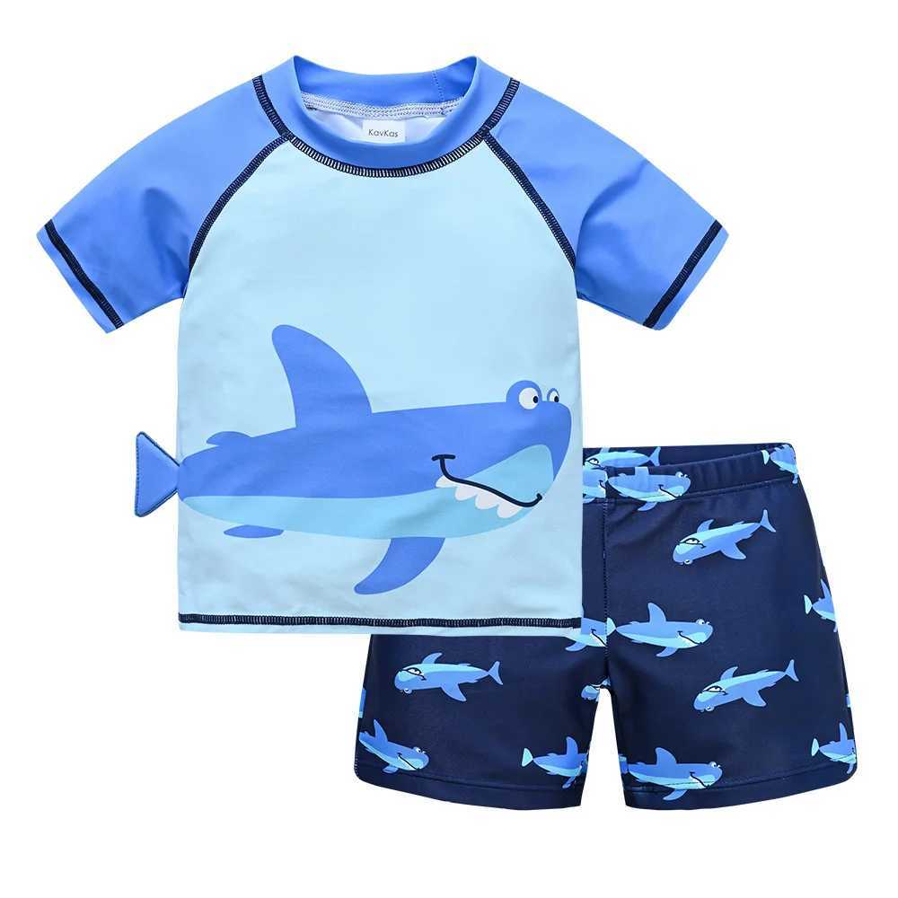 Summer New Arrival 2 PCS Kid Boys Rash Guard Child Swimwear Truck Beach Short Baby Swimsuit Private Label Board Short SetXJ250214