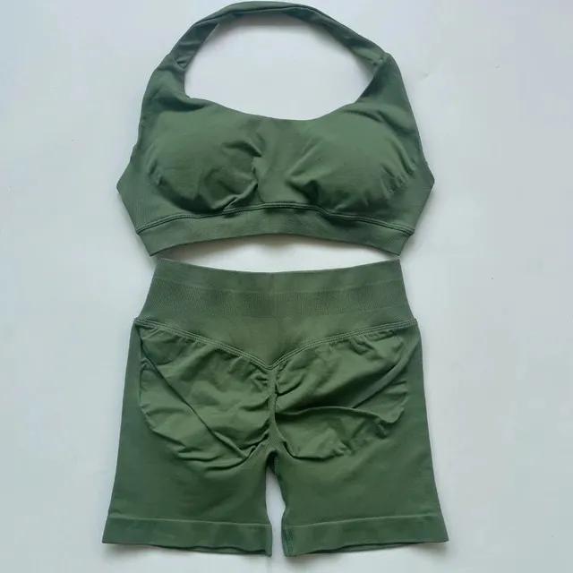 2pcs Impact Sports Set Seamless Yoga Halter Bra High Waist Workout Sets Scrunch Shorts Summer Fiess Clothes Gym Suits Outfit Active Wear Hot Sell