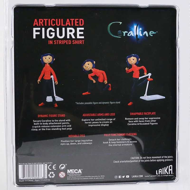 NECA Coraline in Striped Shirt / Yellow Raincoat 7 ABS/PVC Action Figure Toy Doll W250214