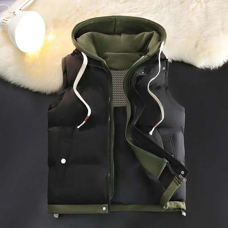 Down Cotton Vest Men Autumn Winter Middle School Students Loose Fashion Vests Man Thickened Waistcoat Cotton-padded Jacket Male