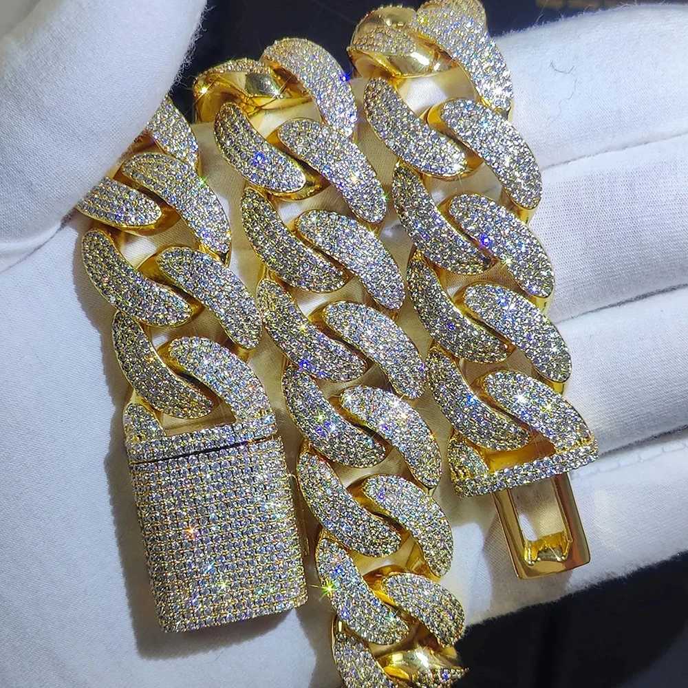 20MM 4 Rows New Style moissanite Cuban Chain Bracelet Hip Hop Mens Jewelry 18k Gold Plated Iced Out Cuban Link Chain Men Bracelet