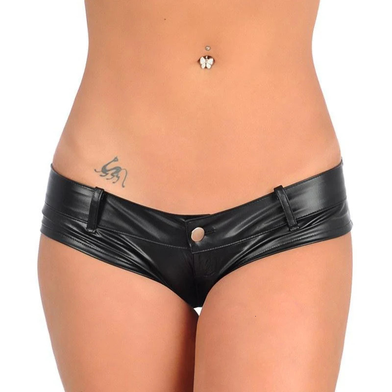 Sexy Women Stretch Micro Faux Pu Leather Shorts Booty Erotic Night Club Skinny Super Mini Ultra Short Trousers Twerk Summer 250213