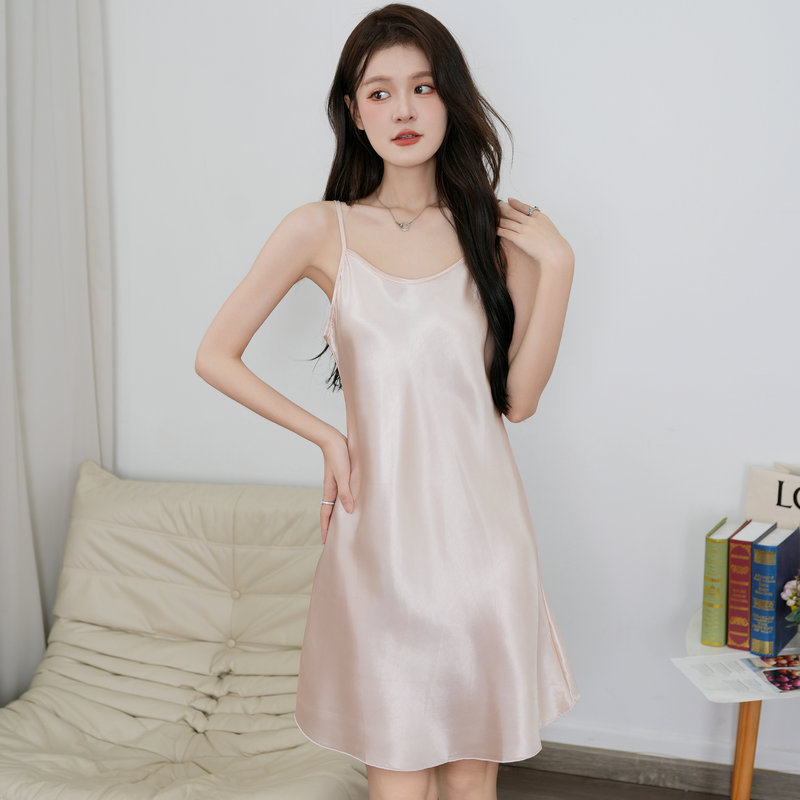 X134-Women's Nightdress Imitation Cotton Printed Lace Stitching V-neck Long Sleeve Long Dress Home Clothes Pajamas Women