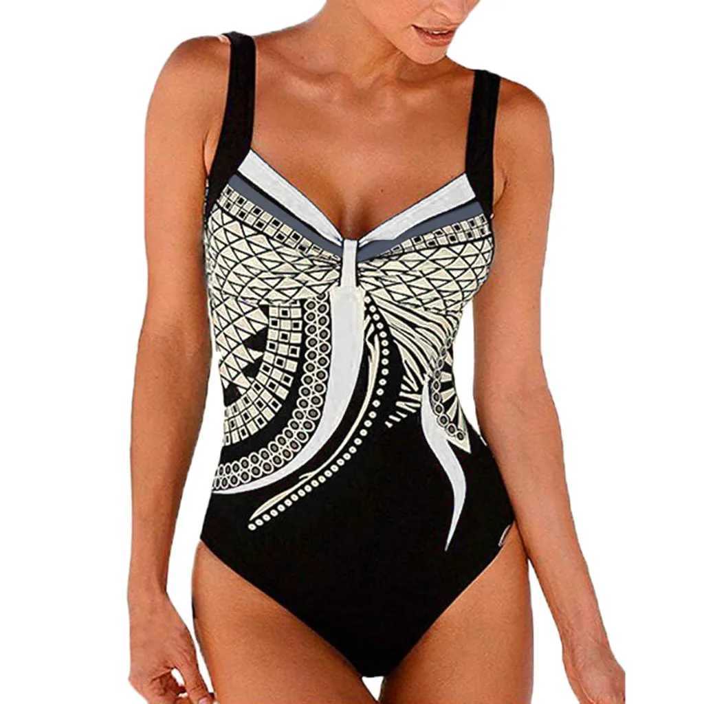 One Piece Swimsuits Swimming Suit For Women Bodysuit Women Fashion Printed Female Swimwear Bath Clothing Beach Wear With PadW250214