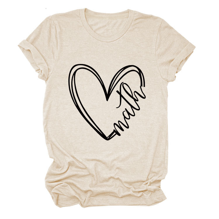 Designer Free Shipping Math Heart Summer New Short Sleeve Women's Fashion Trend T-shirt Large