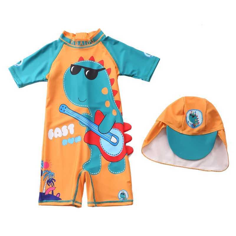 Sun Protection Quick Drying One-Piece Swimsuit Summer Girls and Boys Childrens swimsuit short sleeve Swimming SetXJ250214