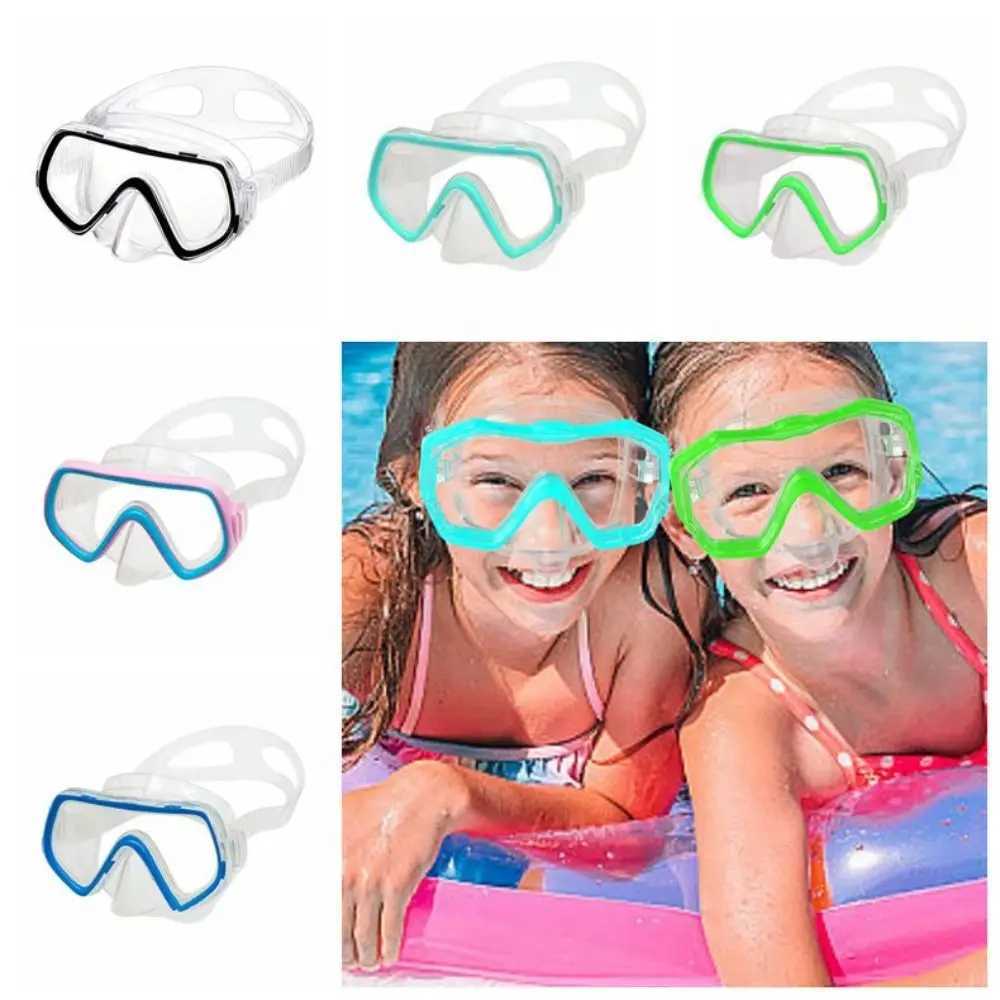 PVC Strap Kids Swim Goggles Anti Fog PC Glass Snorkel Swimming Goggles with Nose Cover Vibrant Colors Child Diving Mask Boys Z250215
