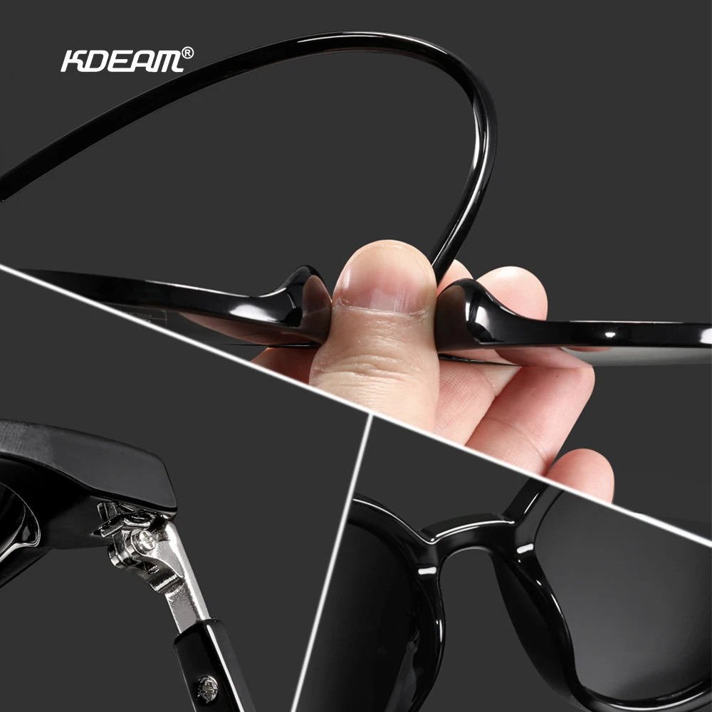 KDEAM Soft TR90 Material Women Sunglasses Cat Eye Polarized UV400 Mirror Sun Glasses Round Black Shades With Leather Case 250213