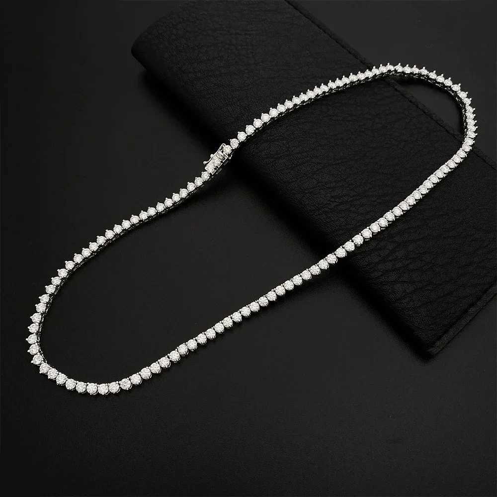FEOBUR Certified 3/4/5mm Moissanite Tennis Necklace for Women Man S925 Sterling Silver 3Claw Lab Diamond Hiphop Chains Jewelry