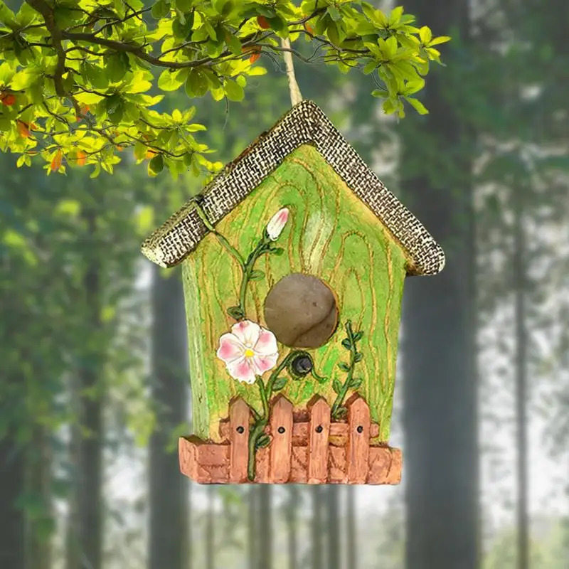 Hangable Bird House Hand Carved Resin Outdoor Bird Nest Hangable Sturdy Multifunctional Outdoor Garden Decor Tree Top 250206