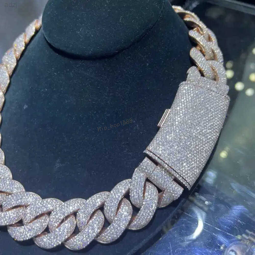 Hip Hop Jewelry 22 - 25mm Cuban Necklace Solid 925 Silver Vvs Moissanite Necklace Customized Jewelry