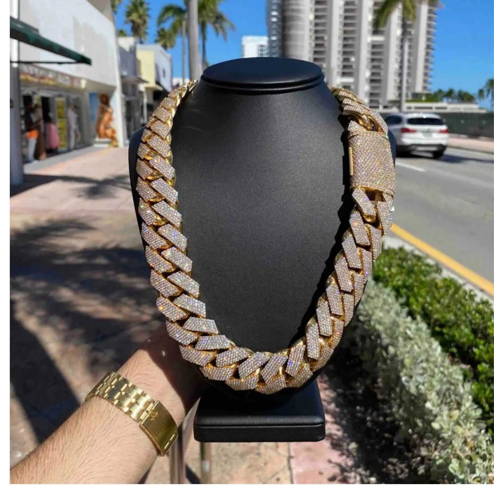 Top Quality 22mm 700 Grms Miami Cuban Chain Iced Out Chain Ready to Ship 10k Gold Vvs Lab Grown Diamond Chain Cuban Link