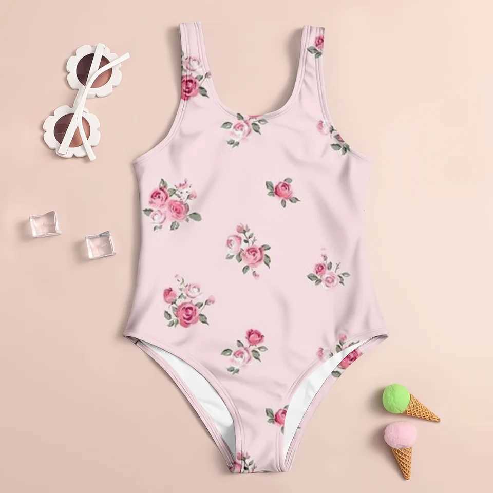 New Girl Summer One-Piece Swimsuit Fashion Cute Leopard Print Floral Fragment 3d Women Swimwear Sleeveless Swim ClothingXJ250214