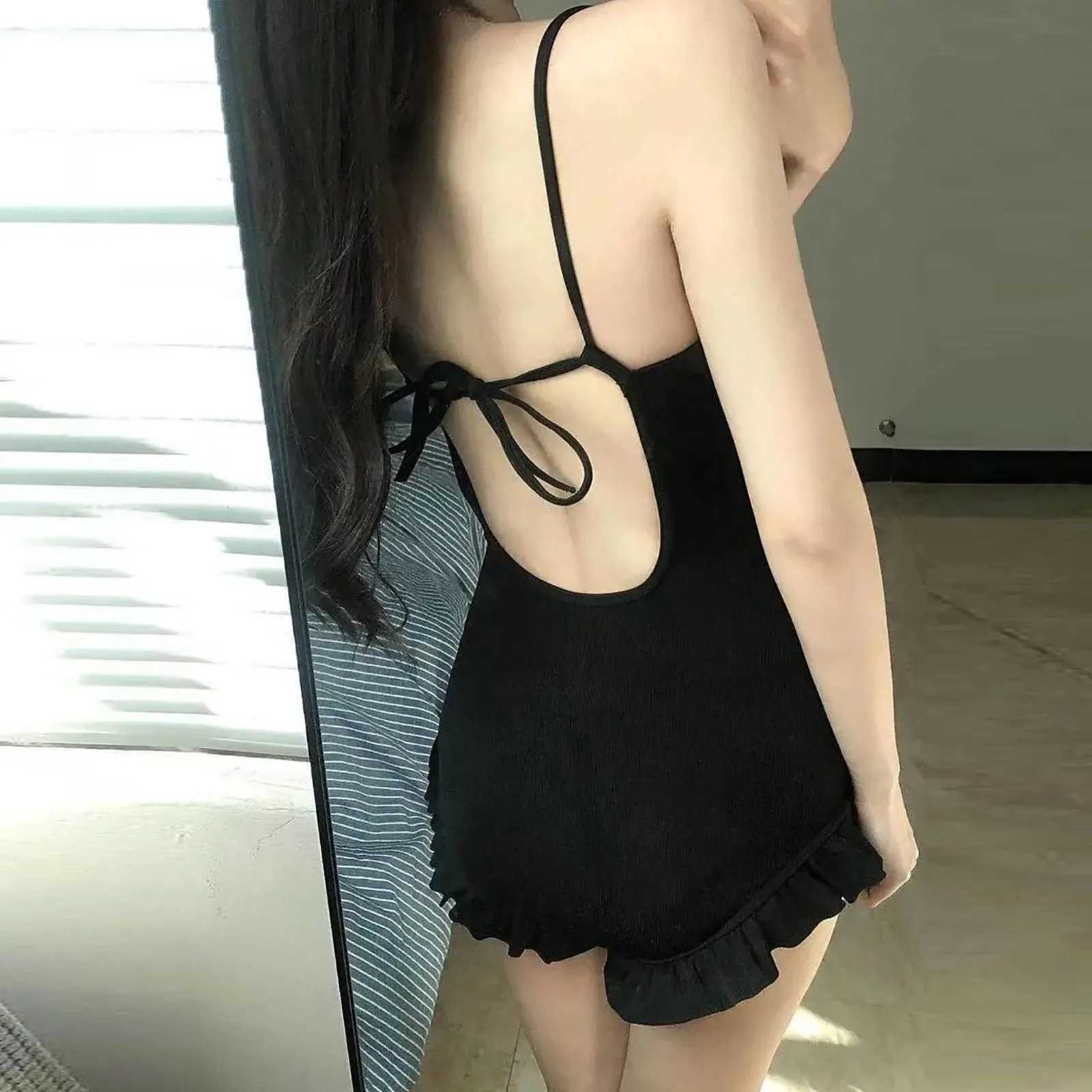 One-Piece Ladies Bathing Suits Suspender Summer Swimwear With Ruffles Shows Thin Hot Swimsuit For Womens Sexy Swimwear WomenW250214