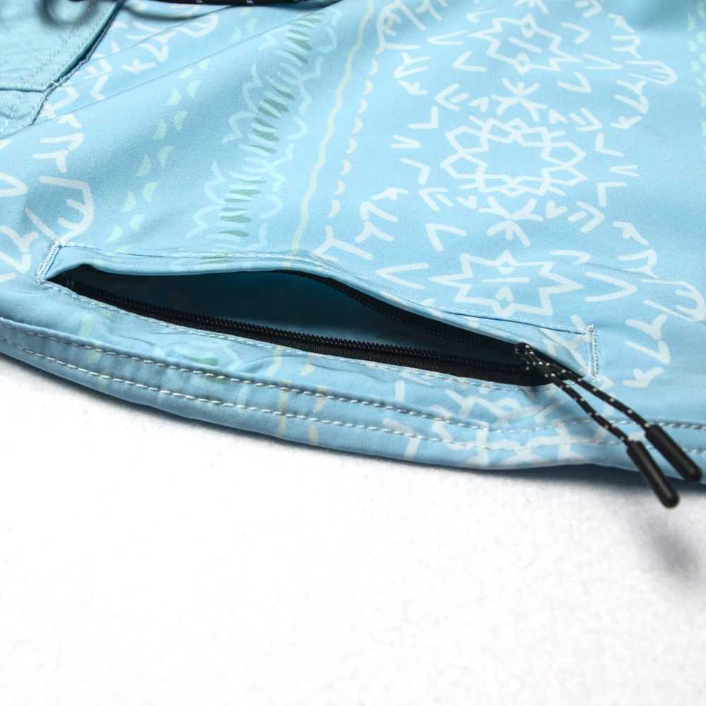 Blue floral printed board mens surfing swimsuit 4-way stretch quick drying waterproof thin beach shorts Bermuda swimsuit W250215