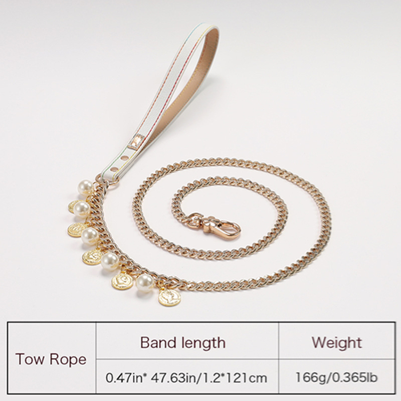 Pink Luxury Dog Collars with Pearls Gold Ornaments, Collar Leash Set for Cats Dogs, Dog Princess Neck Decoration, Adjustable Pet Collars for Gathering