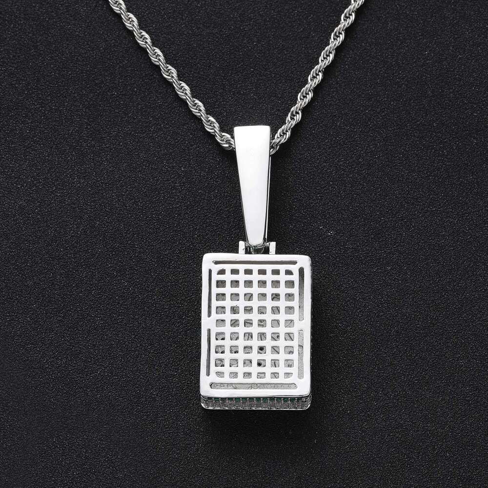 Ins mahjong, wealth, personality, hip-hop, trendsetters, square pendant, moissanite, hip-hop necklace, men's accessories
