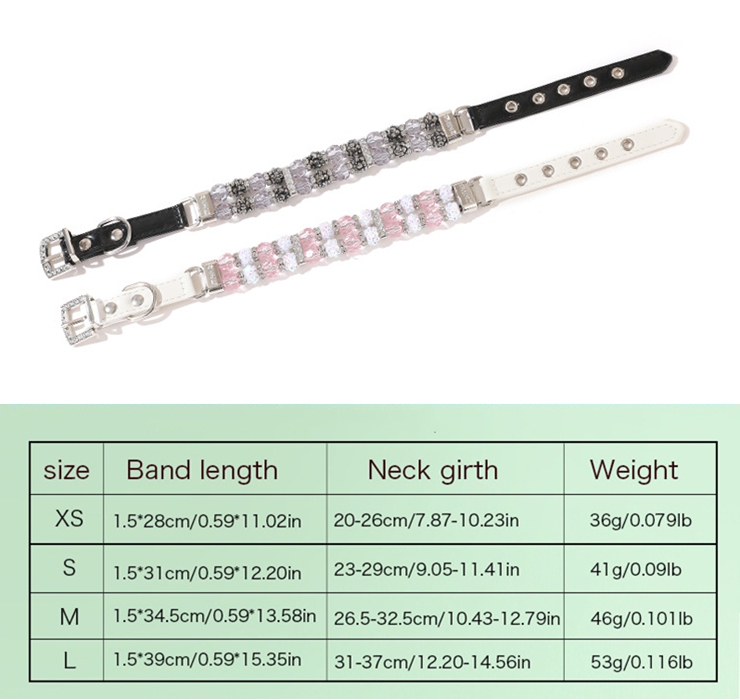 Puppy Pearl Collars, Bling Rhinestone Cat Necklace Cute Crystal Puppy Collars for Small Medium Female Dogs Girl Kitten, Gemstone pet collar for Weddin