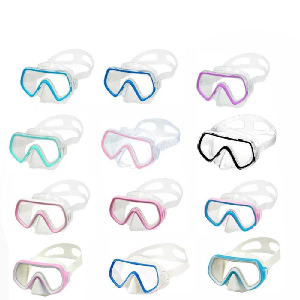 PC Childrens Diving Goggles Anti Fog Waterproof Diving Goggles Nose Protection High Definition Lenses Snorkeling Mask Children Z250215