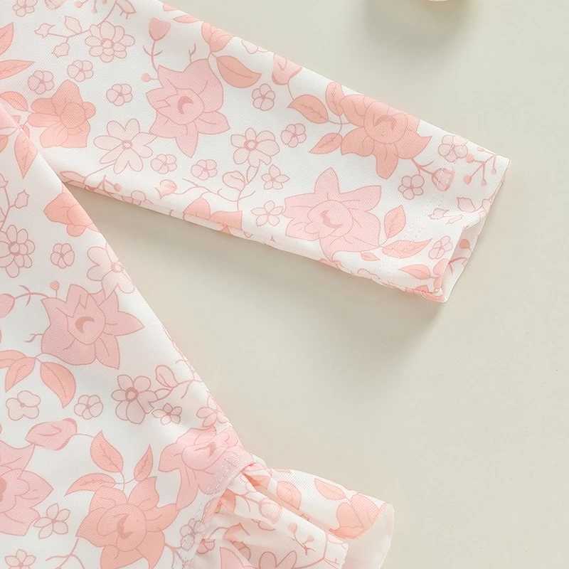 0-3Years Baby Girl Swimsuits Summer Floral Print Ruffled Swimwear and Swim Cap Set for Toddler Bathing Suits BeachwearXJ250214